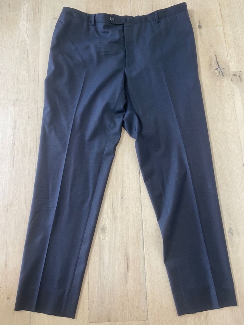 Canali Su Misura  Blue Herringbone Dress Pants